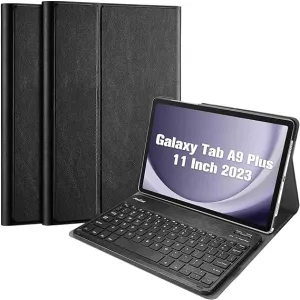 USP Samsung Galaxy Tab A9  (11') Keyboard With Case Black - 3.0 ABS, Magnetic, PU Leather Covering, Front & Rear Facing Camera Holes