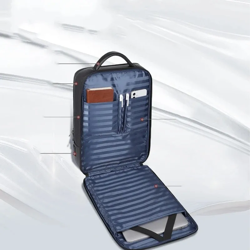 Vanguard Travel Bag: Men's Genuine Leather USB Charging Waterproof Bag