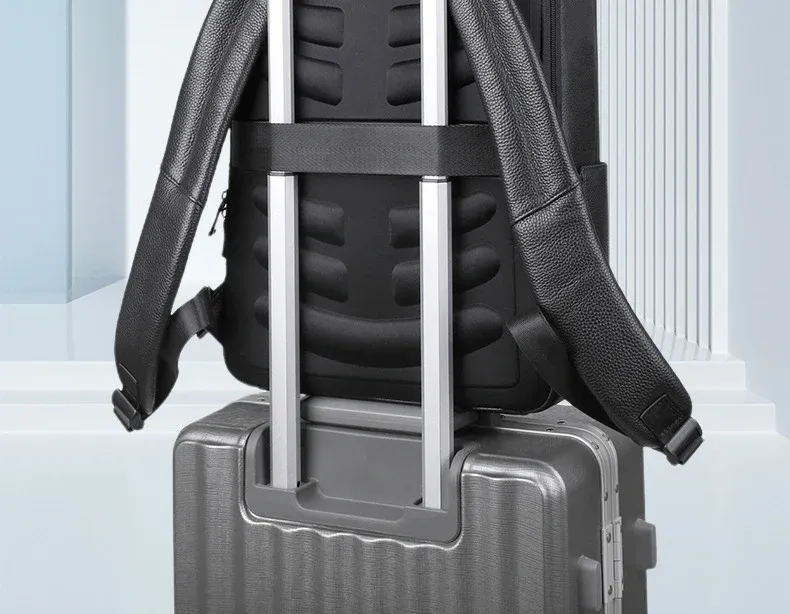 Vanguard Travel Bag: Men's Genuine Leather USB Charging Waterproof Bag