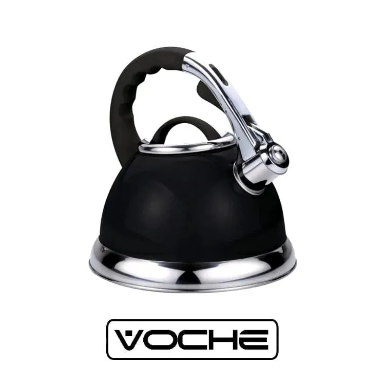 Voche® 3.5L Metallic Black Stainless Steel Whistling Kettle Gas & Electric Hobs