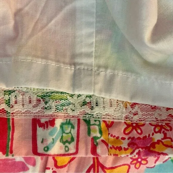 Vtg Y2K Lilly Pulitzer White Label Patchwork Print Skirt sz 4