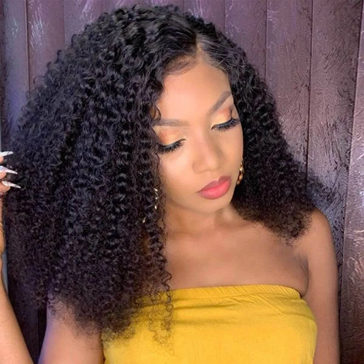 Wavymy Unprocessed Virgin Hair Kinky Curly 4x4 Lace Closure With 3 Bundles Human Hair Weave 10-26 Inch