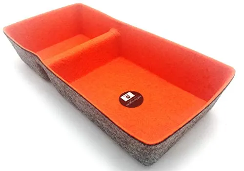 Welaxy Felt Drawer Organizer 2 Divider Storage bin (Orange)