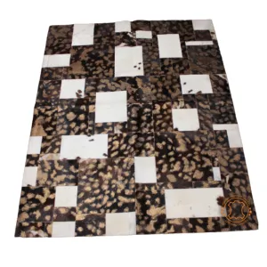 White & Folia  Patchwork Cowhide Rug – 6.6ft x 5.3 ft