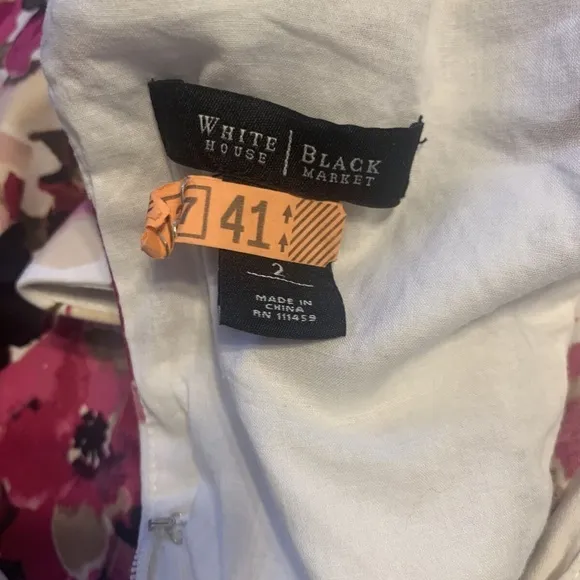 White House Black Market Rose Garden Floral Rockabilly Sun Dress Women's Size 2