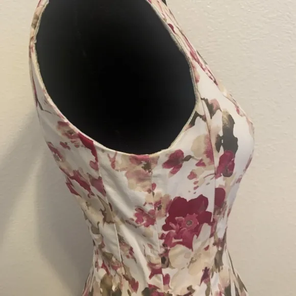 White House Black Market Rose Garden Floral Rockabilly Sun Dress Women's Size 2