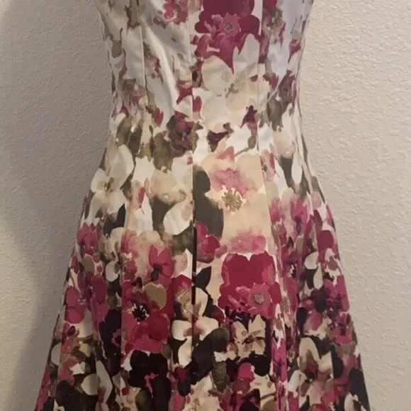 White House Black Market Rose Garden Floral Rockabilly Sun Dress Women's Size 2