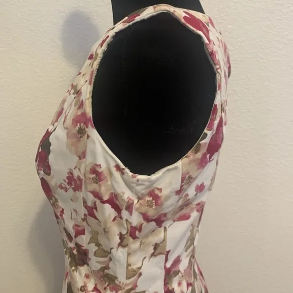 White House Black Market Rose Garden Floral Rockabilly Sun Dress Women's Size 2