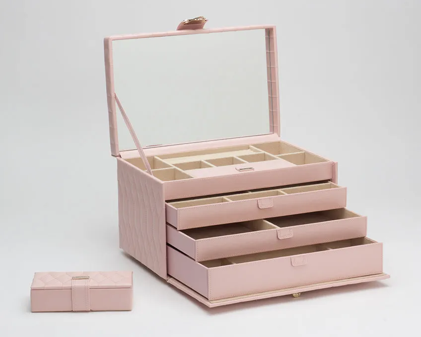 WOLF Caroline Large Jewelry Case - Rose Quartz