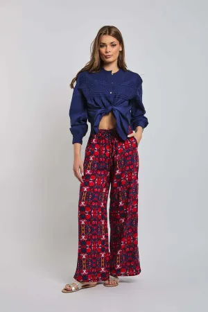 Women Blouse Cotton Long Sleeve Oversized Blue
