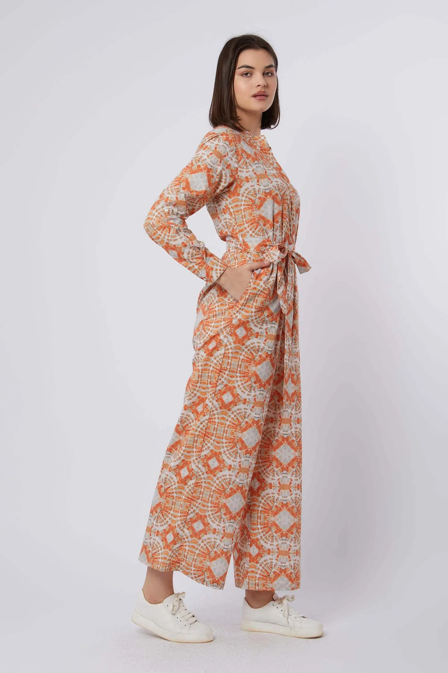 Women Jumpsuit Printed  Short Sleeves Multicolor