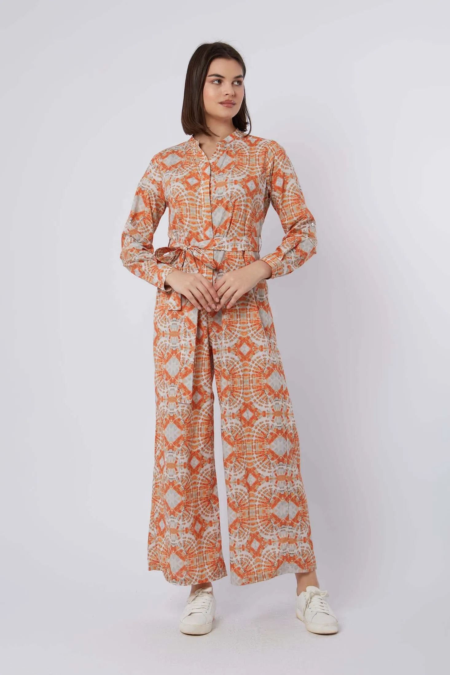 Women Jumpsuit Printed  Short Sleeves Multicolor