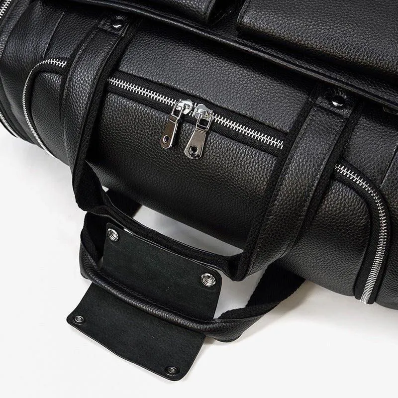 Woosir Black Leather Duffle Bag Mens
