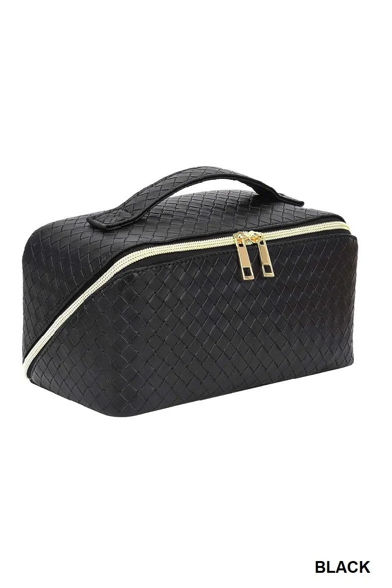 WOVEN COSMETIC TRAVEL BAG - 3 COLORS