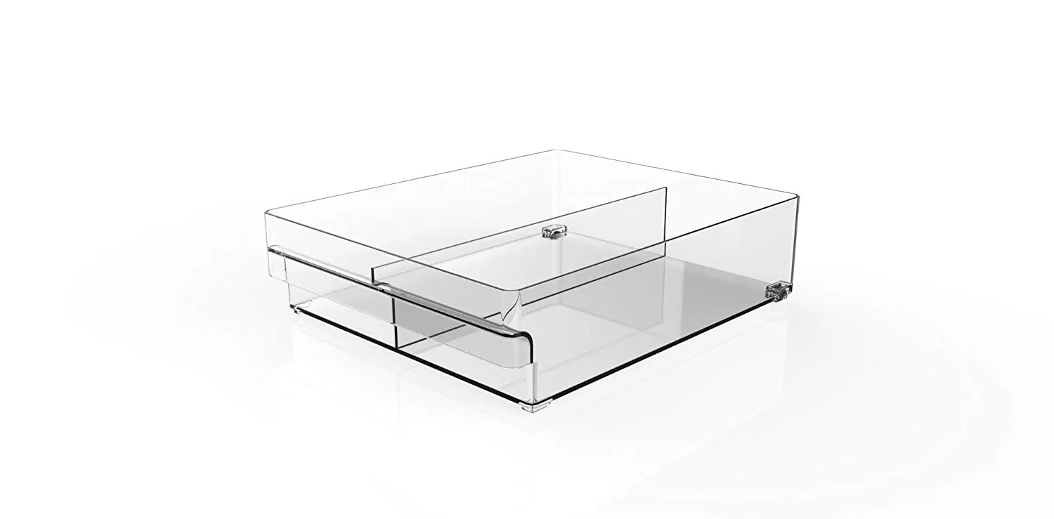 YBM Home Divided Plastic Storage Organizer Bin for Refrigerator, Freezer, Pantry and Cabinet (1, Divided)