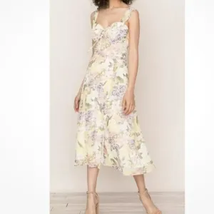 Yumi Kim Ariana Midi Floral Dress Garden Side Slit Off Shoulder Women’s Size S