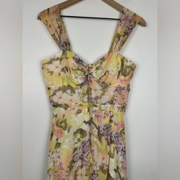 Yumi Kim Ariana Midi Floral Dress Garden Side Slit Off Shoulder Women’s Size S