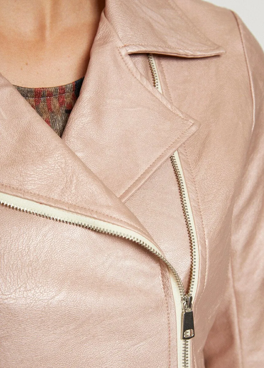 Zipped jacket in iridescent coated fabric