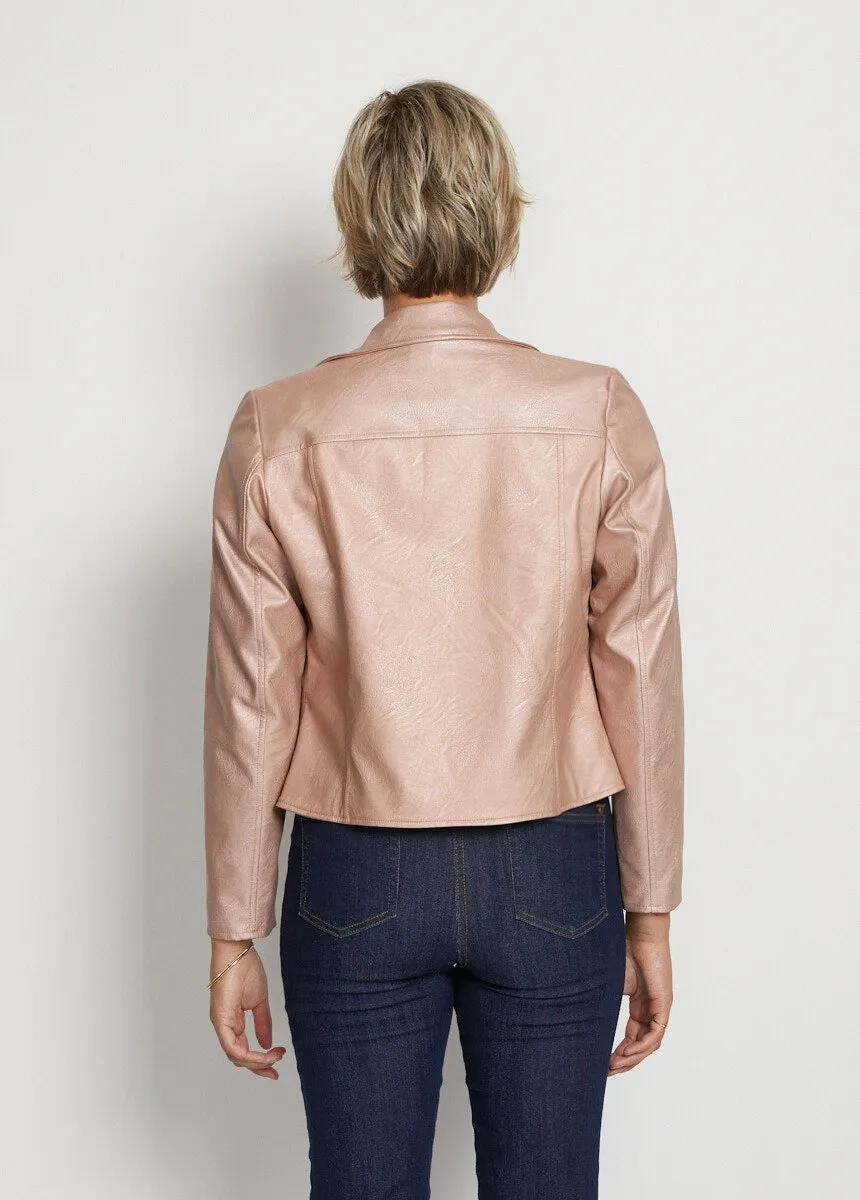 Zipped jacket in iridescent coated fabric