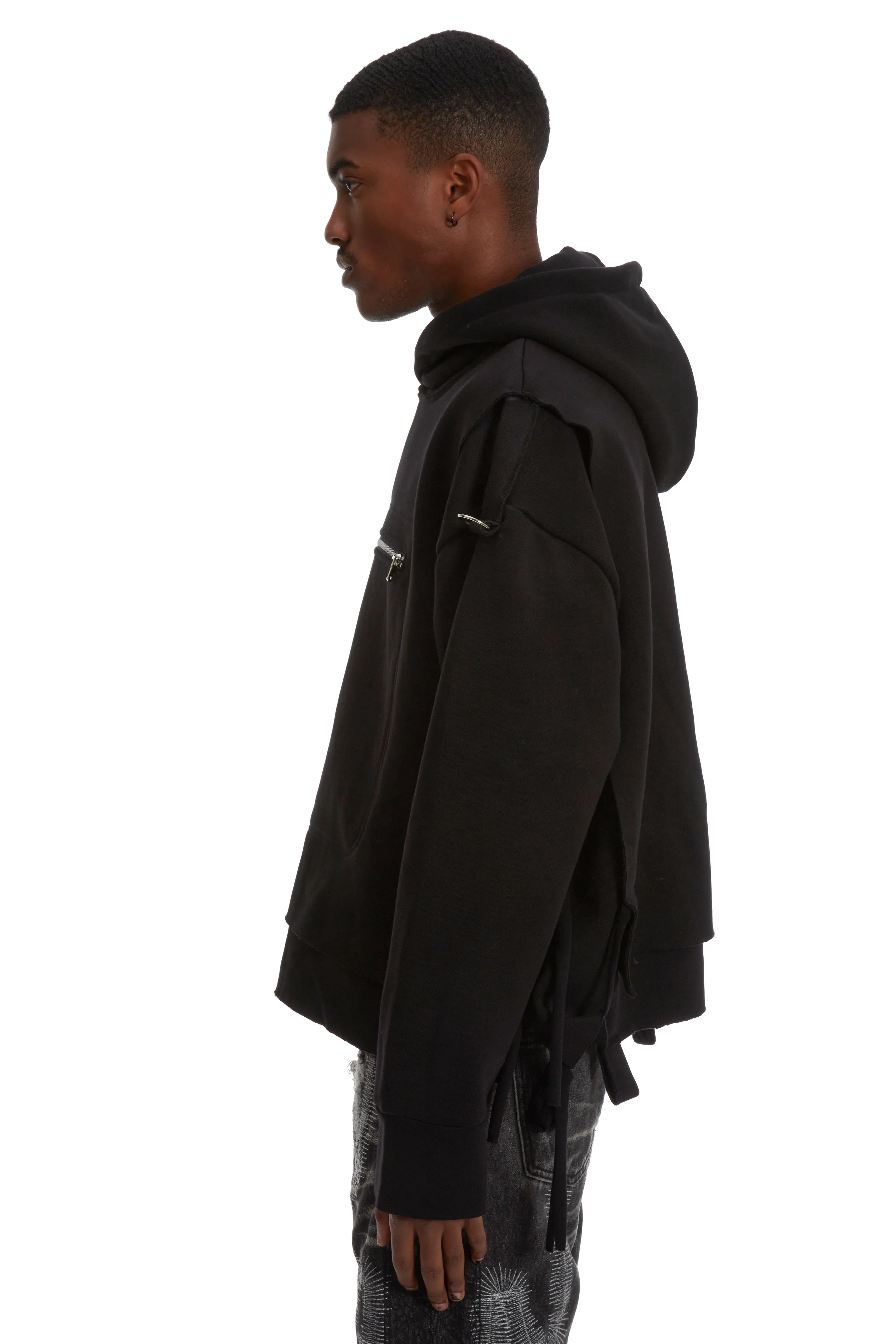 ZIPPERED MULTILAYER HOODIE