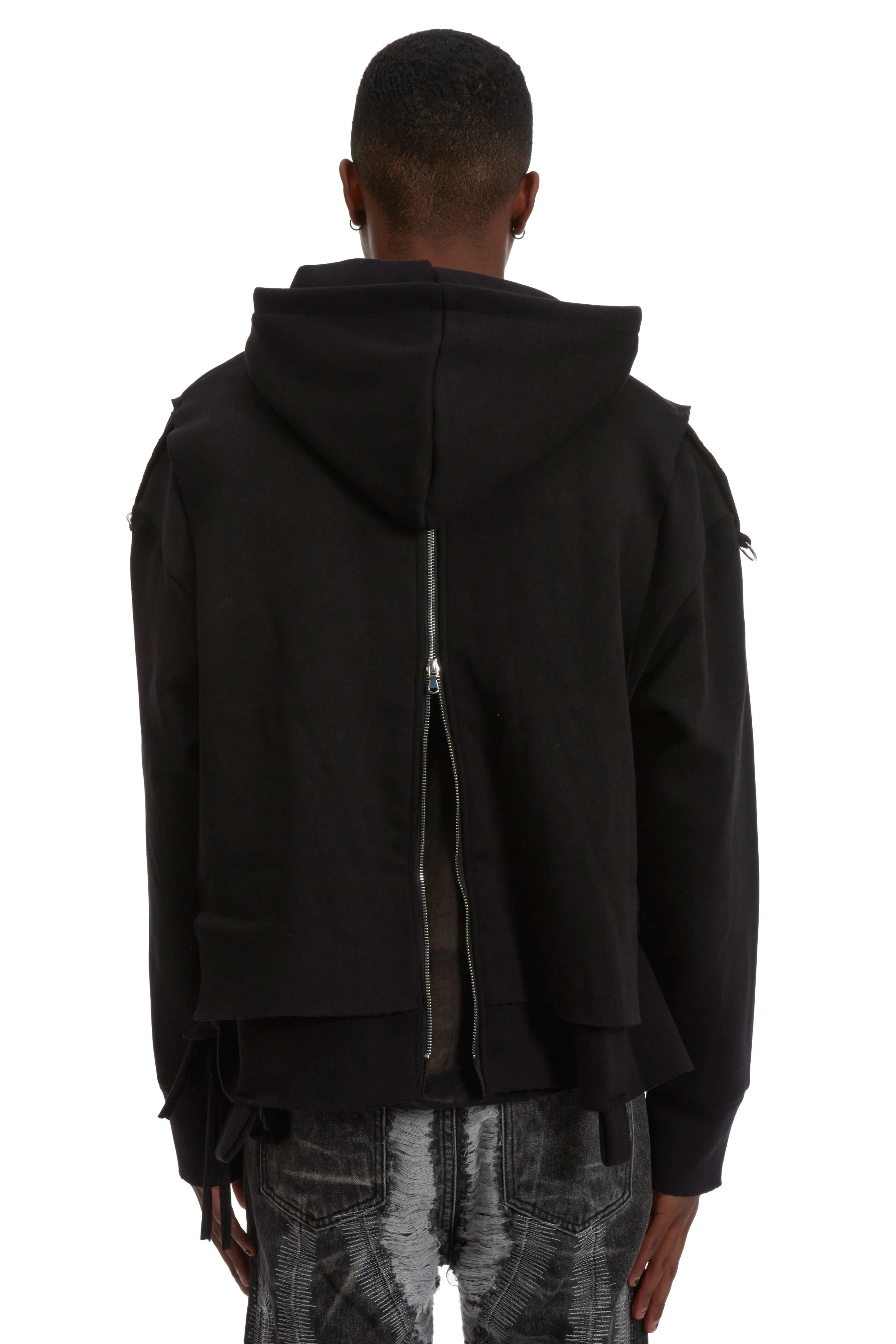 ZIPPERED MULTILAYER HOODIE