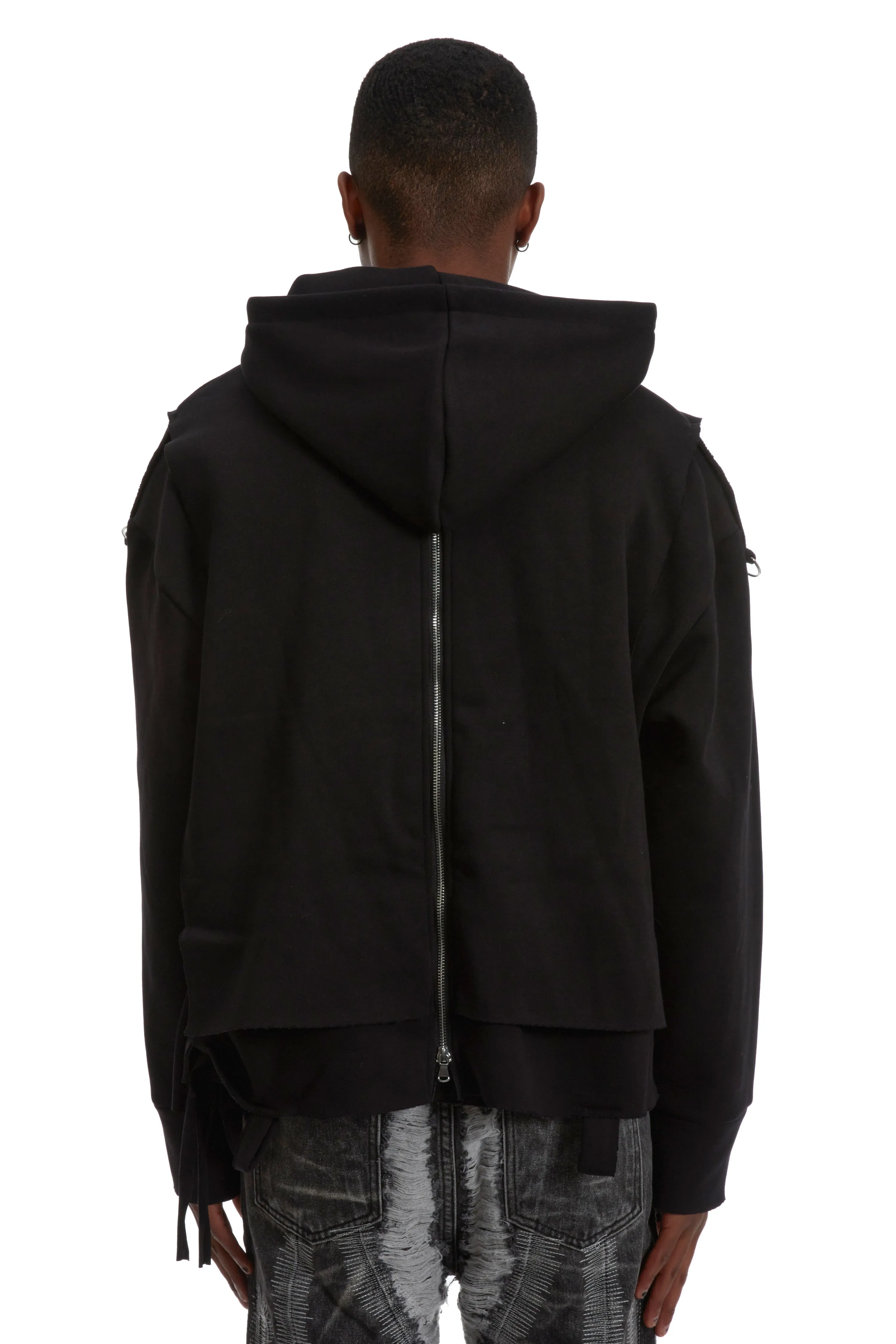 ZIPPERED MULTILAYER HOODIE