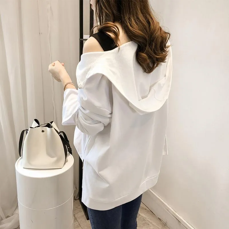 Zippered Neckline Hooded Shirt